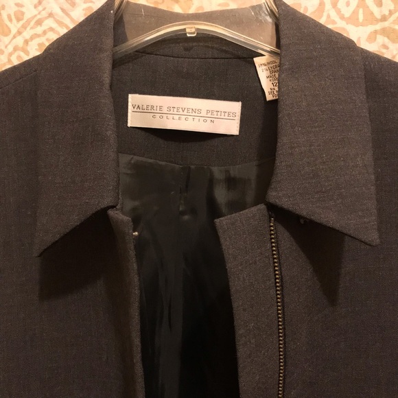 Valerie Stevens Petites Collection Gray Wool Zip Front Long Sleeve Jacket NWOT - Picture 3 of 15